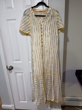 Free People Cream Maxi Dress with Multicolor Stripes